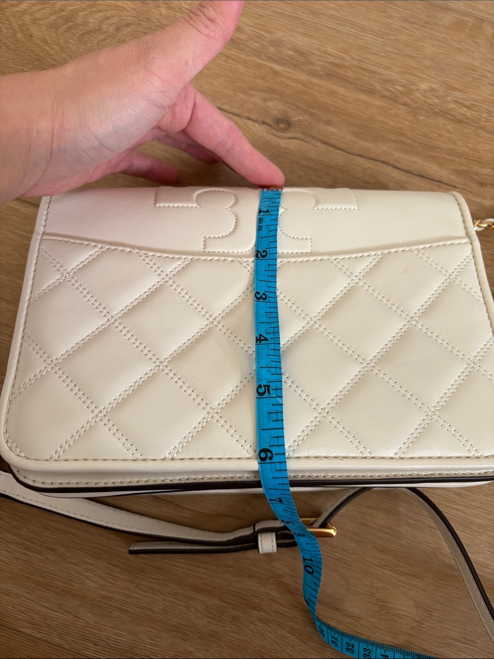 Tory Burch Ivory Quilted Leather Crossbody with Gold Chain - Picture 10 of 12